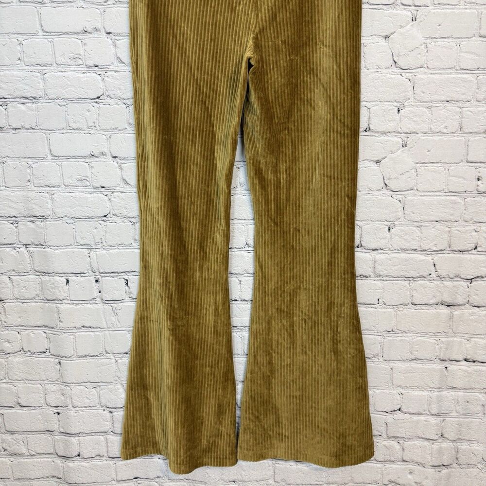 Aerie Corduroy Flare Pants Womens Large L Mustard Pull On Stretch High Rise Boho - Picture 8 of 9